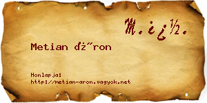 Metian Áron névjegykártya