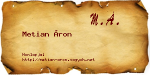 Metian Áron névjegykártya